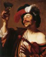 Gerrit van Honhorst, "The happy violinist with a glass of wine" (1624)