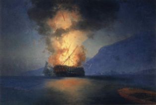 Ivan Aivazovsky, "Exploding ship" (1900)