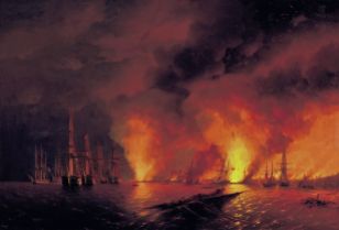 Ivan Aivazovsky, "The Russians win over the Ottomans at Sinop" (1853)