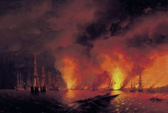 Ivan Aivazovsky, "The Russians win over the Ottomans at Sinop" (1853)