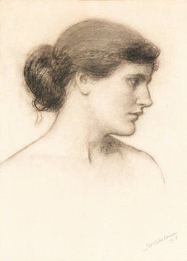John William Waterhouse, "Head Study, probably for a Tale from the Decameron" (1915)